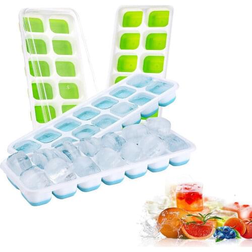 14 Grids Reusable Ice Cubes Mold Square Shape Ice Cream Maker Ice Cube Tray Fruit Trays Make Pudding Kitchen Bar Accessories