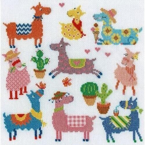 Manufacturer Embroidery Slightly Dotty LLamas Cross Stitch Kit for Kids with 100% Cotton Flosses & Free Shipping for Wall Decor