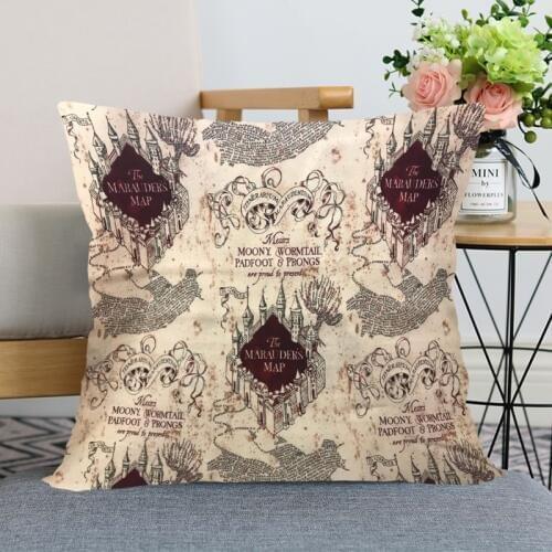 2020 New Marauder Map Pillow Cover Bedroom Home Office Decorative Pillowcase Square Zipper Pillow case Satin Soft Cover