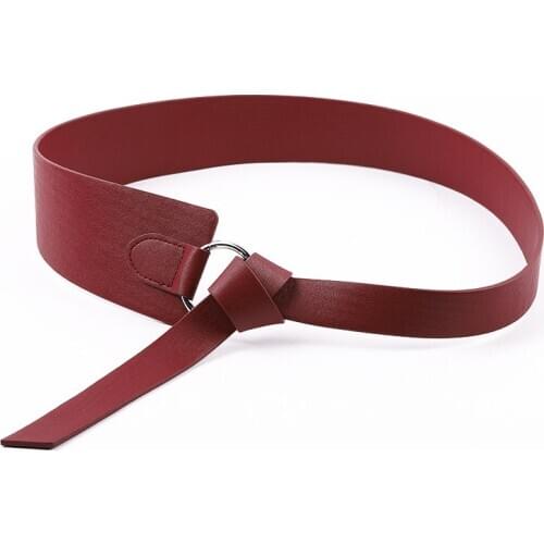 New Wide Corset Leather Belt Female Tie Obi Waistband Thin Brown Bow Party Belts for Women Wedding Dress Waistband Lady Present