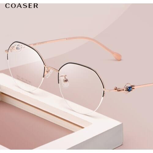2020 Diamond design Optical Glasses Women Vintage Wide metal Eyeglasses Super Light suit Myopia Prescription Glasses Lens