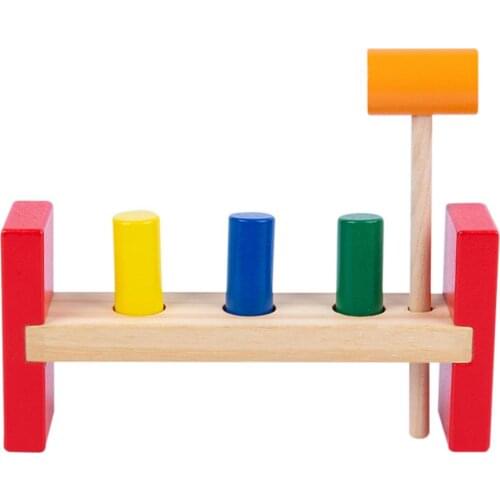 Early Education Puzzle Hands-on Percussion Toys Color Cognitive Percussion Table Wooden Color Piling Table Toys