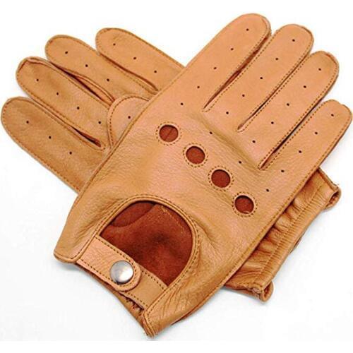 New Men Deerskin Gloves Full finger Mitten Driving Fitness Motorcycle Cycling Unlined Leather Gloves