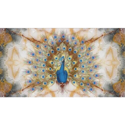 Custom photo wallpaper 3D stereoscopic wallpaper living room TV background wall Peacock marble backdrop