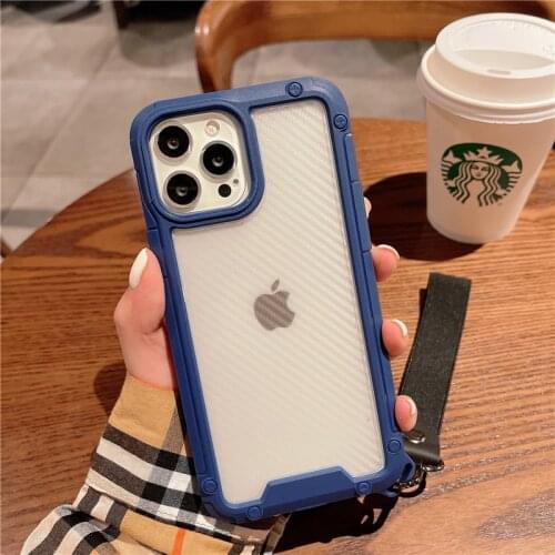 Carbon Fiber Shockproof Phone Case for iPhone 12 Pro Max Mini 11 Pro XS Max XR X 6 6S 7 8 Plus luxury Transparent Protect Cover