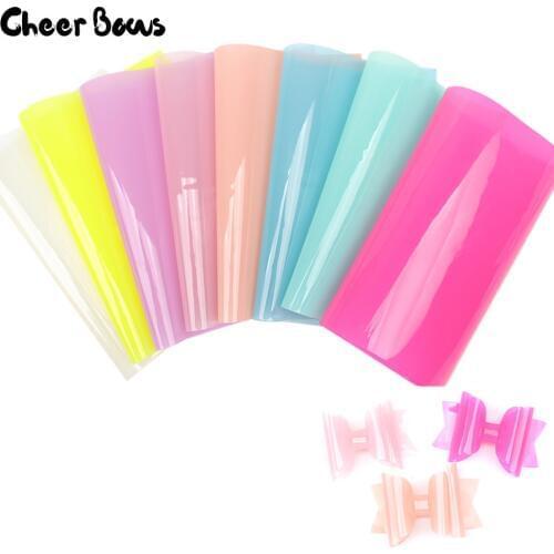 Jelly Sheets Candy Synthetic Leather Transparent Sheets With Shiny Sequin Vinyl Fabric For Party Decor DIY Hairbows Materials