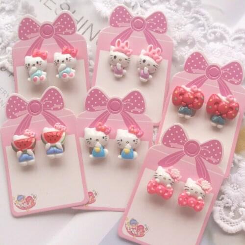 New Arrivals Cute Animals Pink Cats Clip on Earrings for Kids Girls Earrings Jewelry No Pierced Children Women Cute Earrings