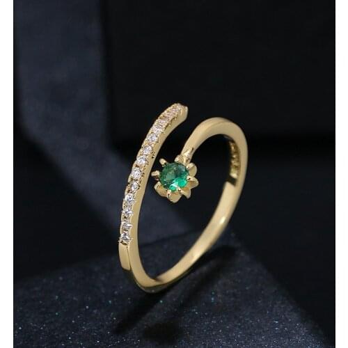 ShinyGem Trendy Irregular Chromatic Zircon Stone Ring Vintage Wedding Rings For Women Engagement Gold Plating Wire Adjustable