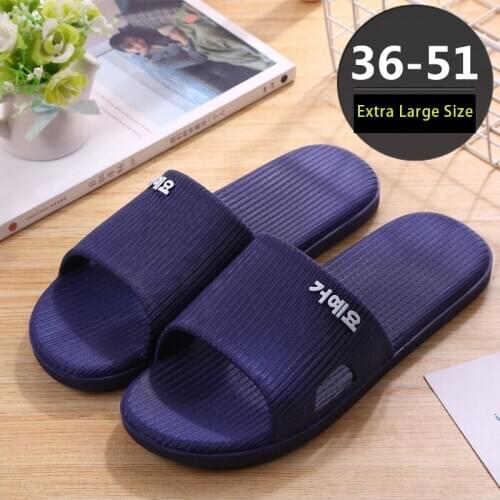 Mens Big Large Shoes Size 50 51 Unisex Beach Slippers Man Stripe Anti-slip Bath Shoes Male Slides Summer Slippers 2020