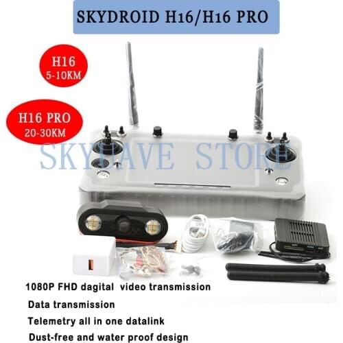 SKYDROID H16 /H16 Pro 2.4GHz 16CH FHSS 20KM 1080P Digital Video Data Transmission Telemetry Transmitter MIPI Camera R16 Receiver