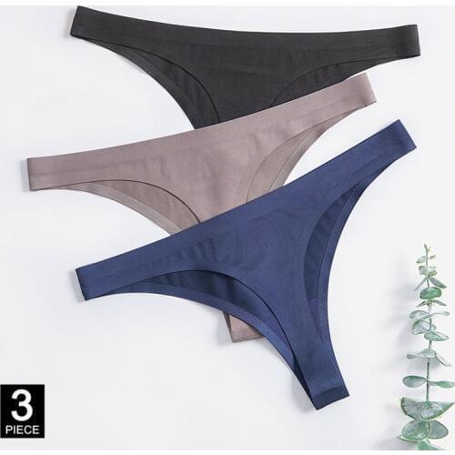 Sexy Sports Thongs Woman Seamless Ice Silk Soft Panties G-string Underwear Female T-back Lady Underpants Dropshipping 3 Pcs/set
