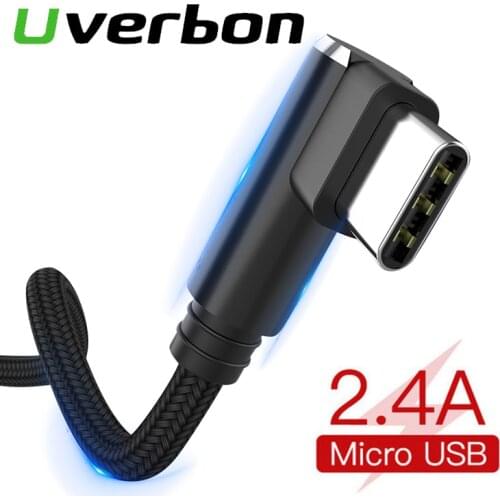 USB Type C Micro USB 90 Degree Fast Charging usb c cable L Type-c 3.1 data Cords Charger usb-c For Samsung S8 S9 Note 8 Xiaomi