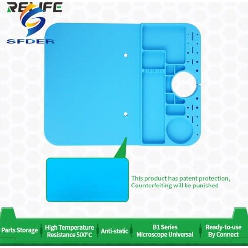 High Insulation Microscope Pad Super Silicone Micro Soldering Mat Suit for All B1 Microscope Base RL-004M With Storage Slot