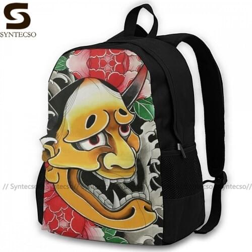 Japanese Hannya Mask Backpacks Female Durable Fun Backpack Polyester Commuter Bags
