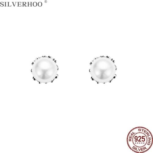 SILVERHOO Shell Pearl Earrings For Women S925 Sterling Silver Spherical Earring Popular Jewelry Birthday Gifts Party Hot Sale