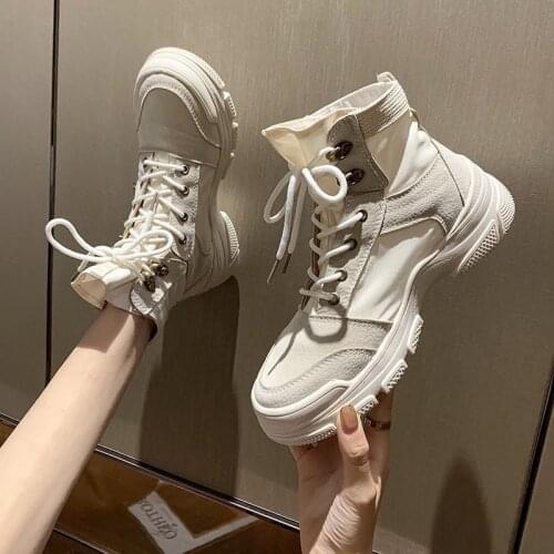 NiceNew Wild Net Red Ins Lace Student Thick-soled Casual Sports Shoes High-top Womens Boots