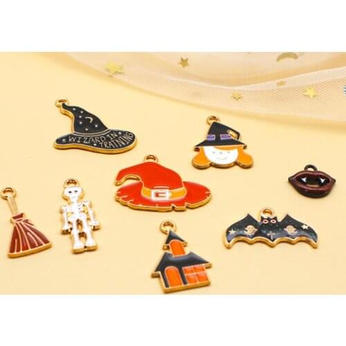 New 100 pcs Cartoon Halloween Charm Pendants DIY Jewelry Making Wholesale
