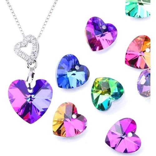 12pcs/lot Faceted Crystal Pendants 14mm DIY Handmade Beads Jewelry Making Accessories Heart Star Round Butterfly Pendant
