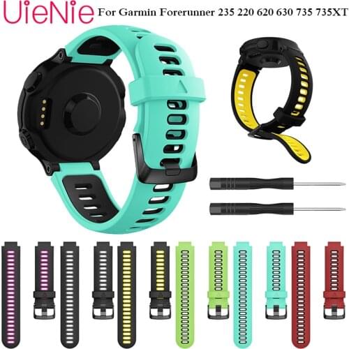 2 color Soft Silicone Watch Strap with Replacement Watch Strap for Garmin Forerunner 235 220 620 630 735 735XT Wrist Strap Belt