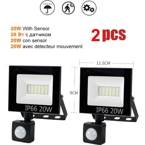 2 pcs 220V 10-100W LED FloodLight Spotlight Exterior Street wall reflector LED PIR Motion Sensor lamp Human Body Infrared Light