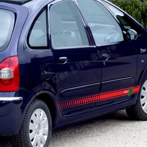 2 Pcs Car Sticker for Citroen Xsara DIY Accessories Long Vinyl Decals Racing Sports Car Long Stripe Stickers