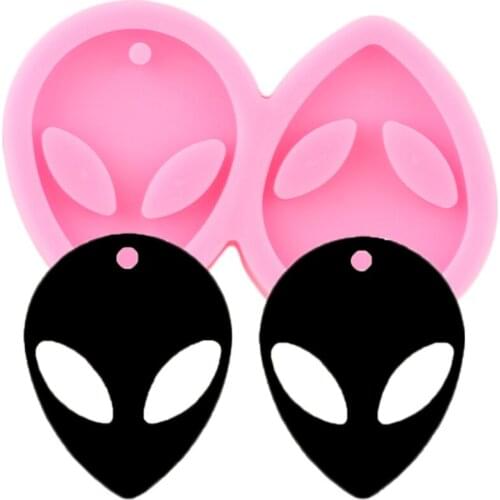 3D Alien Mask Silicone Molds DIY Baby Birthday Cupcake Topper Fondant Cake Decorating Tools Candy Clay Chocolate Gumpaste Moulds