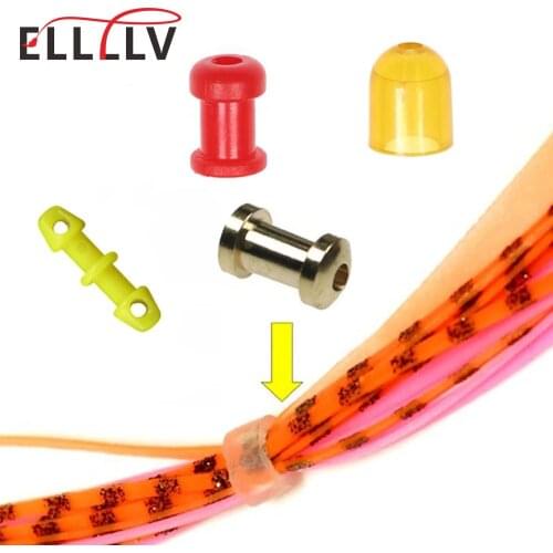 50PCS Copper/Plastic Slide Parts Saltwater Fishing Equipment Snapper Skirts and Rubber Tie Mule Maintenance Supplies 4 Types