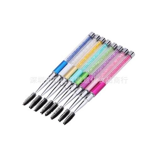500pcs 10 Colors Rhinestone Acrylic Handle Eyelash Brushes Combs Spiral Mascara Eyelash Extension Applicator DHL