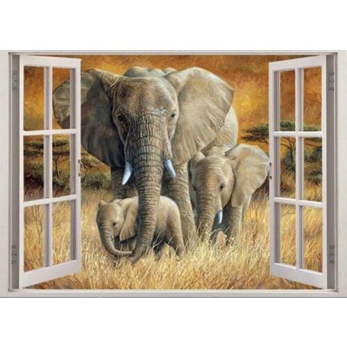 5D Diy Diamond Painting Window Elephant Diamond Mosaic Full Square / round Diamond Embroidery Sale crystal home decoration TY824