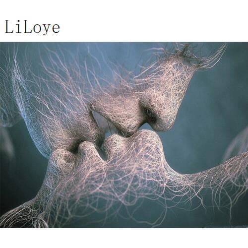 LI LOYE DIY Diamond painting abstract Diamond pattern Lover kiss Diamond embroidery icon Rhinestone set needlework Mosaic FZ369