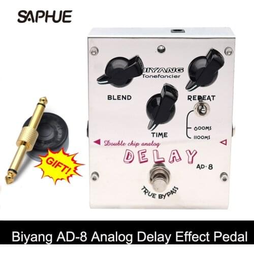 Biyang ToneFancier Series Double Chip Analog Delay Effect Guitar Pedal AD-8 True Bypas with gold pedal Connector