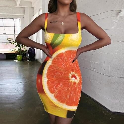 Giyu Brand Fruit Dresses Women Novelty Halter Sleeveless Cool Ladies Dresses Harajuku Sundress Womens Clothing Mini Evening New