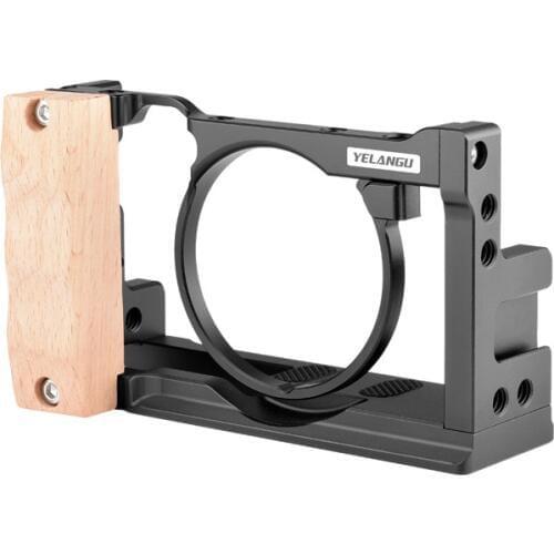 For Sony RX100 M7 M6 Camera Cage with Wooden Handle Upscale Aluminum Alloy Protective Cages for Sony RX100 M6 M7 VII VI 7