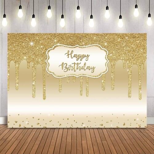 Gold Glitter Birthday Backdrop 30th 40th 50th 60th Theme Party Decoration Shining Dots Photo Background Props Golden Supplies