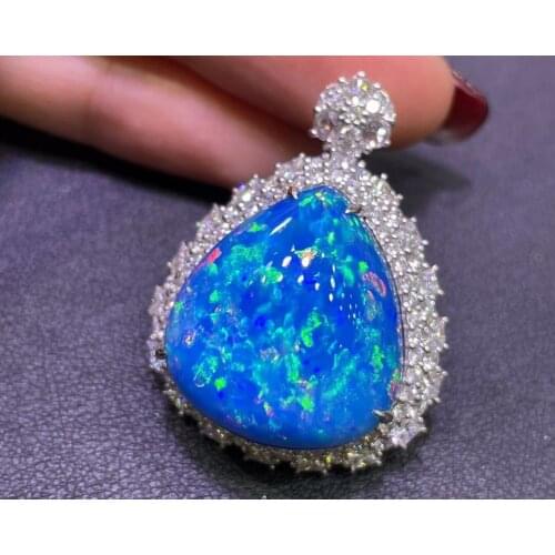 H228 Fine Jewelry Real Pure18 K Gold AU750 G18K Natural White Opal 27ct Pendants Gemstone Necklaces for Women