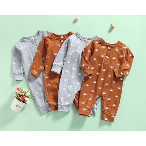 0-18M Newborn Baby Boy Girl Long Sleeve Print Cotton Romper Jumpsuit Playsuit Autumn Clothes