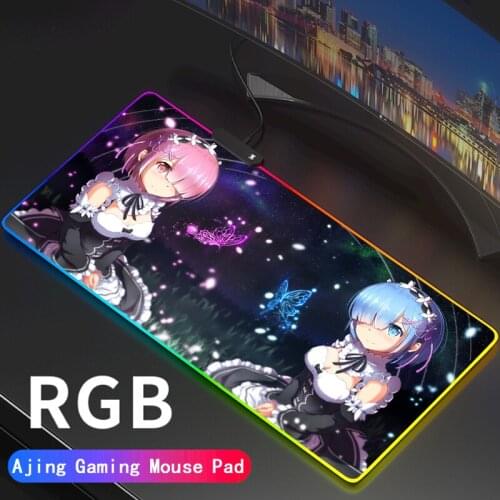 Emilia Anime Re:Zero Gaming Mouse Pad Computer Mousepad Rem RGB Large MausePad Gamer Mouse Carpet Big PC Desk Play Mat