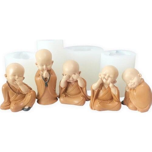 Classic Ancient Style Zen Little Novice Monk Silicone Mold Home Office Coffee Table Decoration Mold Without Finished Product