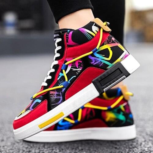 2020 Fashion Autumn Printed Red High Top Sneakers Men Designer Shoes Mesh Breathable Non Slip Casual Trainer Men zapatos hombre