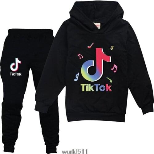 HOT Tik Tok Clothing Set Kids Hoodies and Pants 2pcs Suit Toddler Boys Tracksuit Teen Girls Casual Outfits Tik Tok
