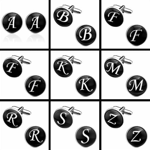Copper letter A-Z 26 English letters metal mens Cufflinks French shirt Cufflinks Cuff Links For Men
