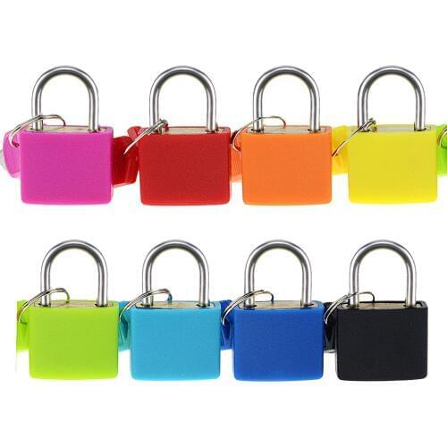 Mini Strong Steel Padlock Travel Suitcase Diary Lock With 2 Keys 8 colors