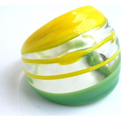 RED SNAKE Fashion Ring Handmade Yellow and Green Translucent Murano Glass Ring