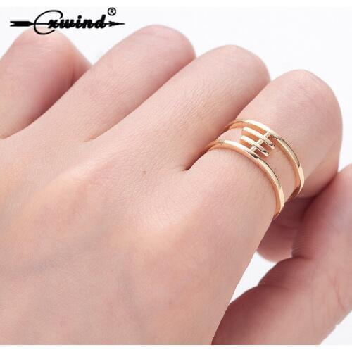 Cxwind Fashion Muliti Line Rings Knuckle Finger Midi Rings for Women Punk Statement Simple Line Rings Jewelry anillos mujer