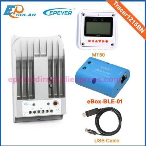 Mppt solar system tracer1215BN charger controller 10A bluetooth function for connect MT50 remote USB cable connect