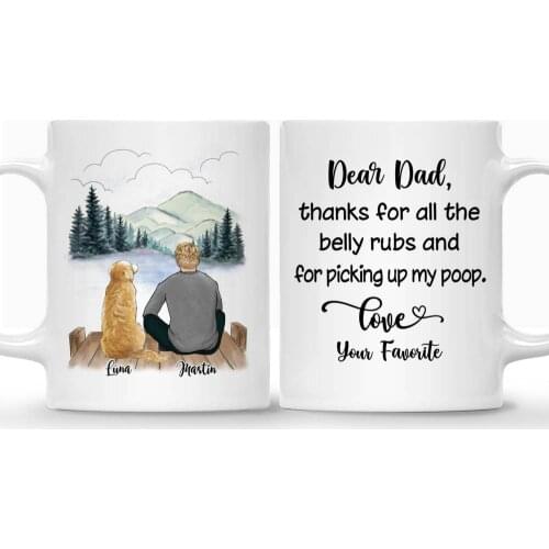Man and Dogs Women Personalized Mug Custom Made Coffee Cups Gift for Family DIY Choose Hair Skin Clothes 11/15 Oz RR2064
