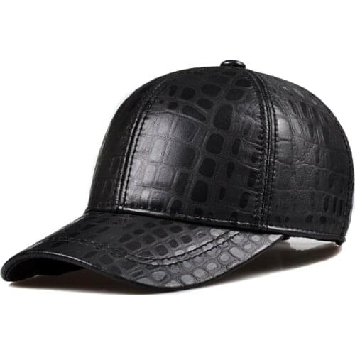 New 2021 Genuine Leather Baseball Cap Men Black Cowhide Hat Snapback Male Adjustable Autumn Winter Real Leather Peaked Hats