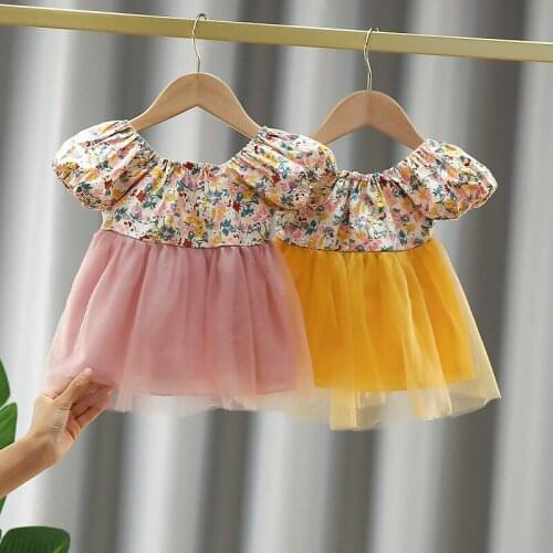 2021 New Toddler Girls Baby Clothing Cute Bowknot Dresses Summer Floral Newborn Infant Birthday Christening Dress Kids Outfits