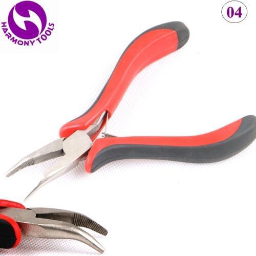 HARMONY 2 Pieces Red&Black Curved Head Hair Extension Pliers with Teeth for Micro Beads I tip Hair Tools ( Style 04 )
