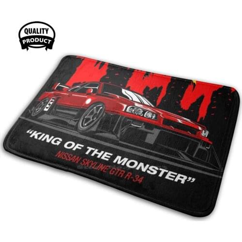 Gt-R R34 Silhouette Soft House Family Anti-Slip Mat Rug Carpet Nissan Gtr R34 Silhouette Jdm Japan Monster Racing Race Street
